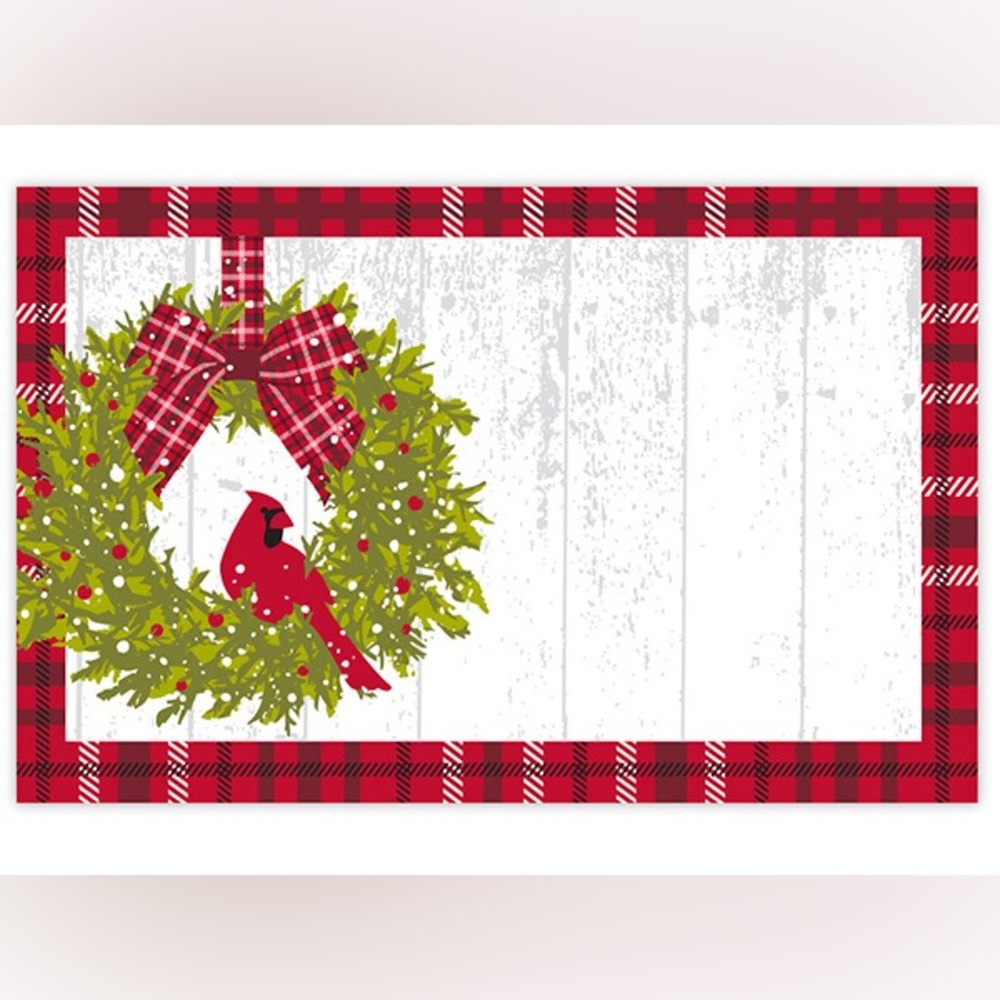 Christmas Plaid Cardinal Enclosure Card 3.5x2.25" Pack of 50